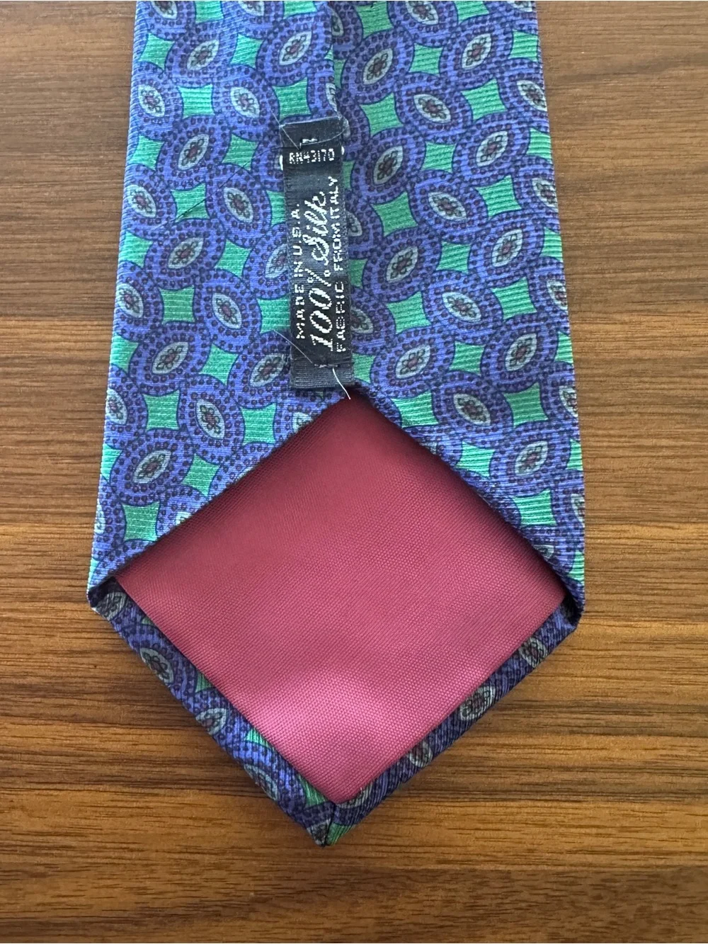 Geoffrey Beene Purple and Green Medallion Silk Tie